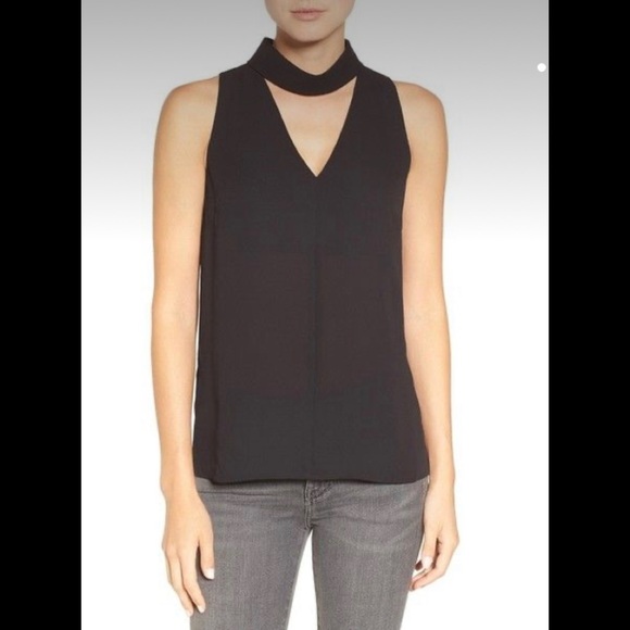Trouvé Black Choker collar v-neck tank Small - Picture 1 of 5